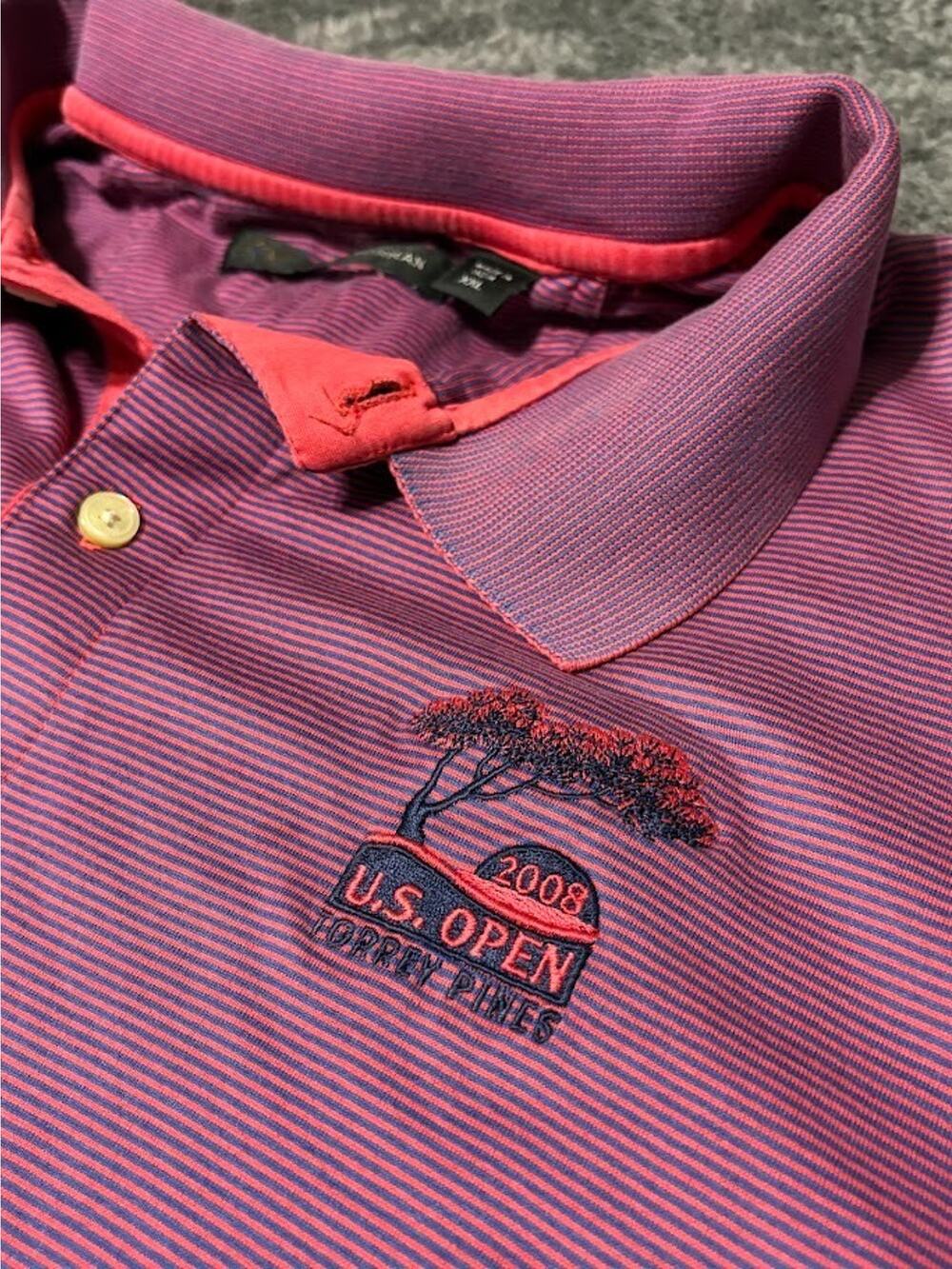 Greg Norman Y2K 2008 US Open Torrey Pines Golf Polo Men's XXL Purple GU